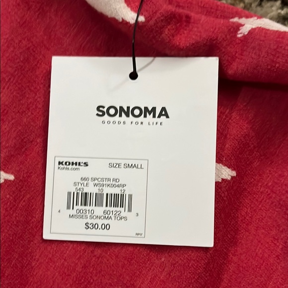 Sonoma pink with white stars jersey style top - Picture 3 of 5